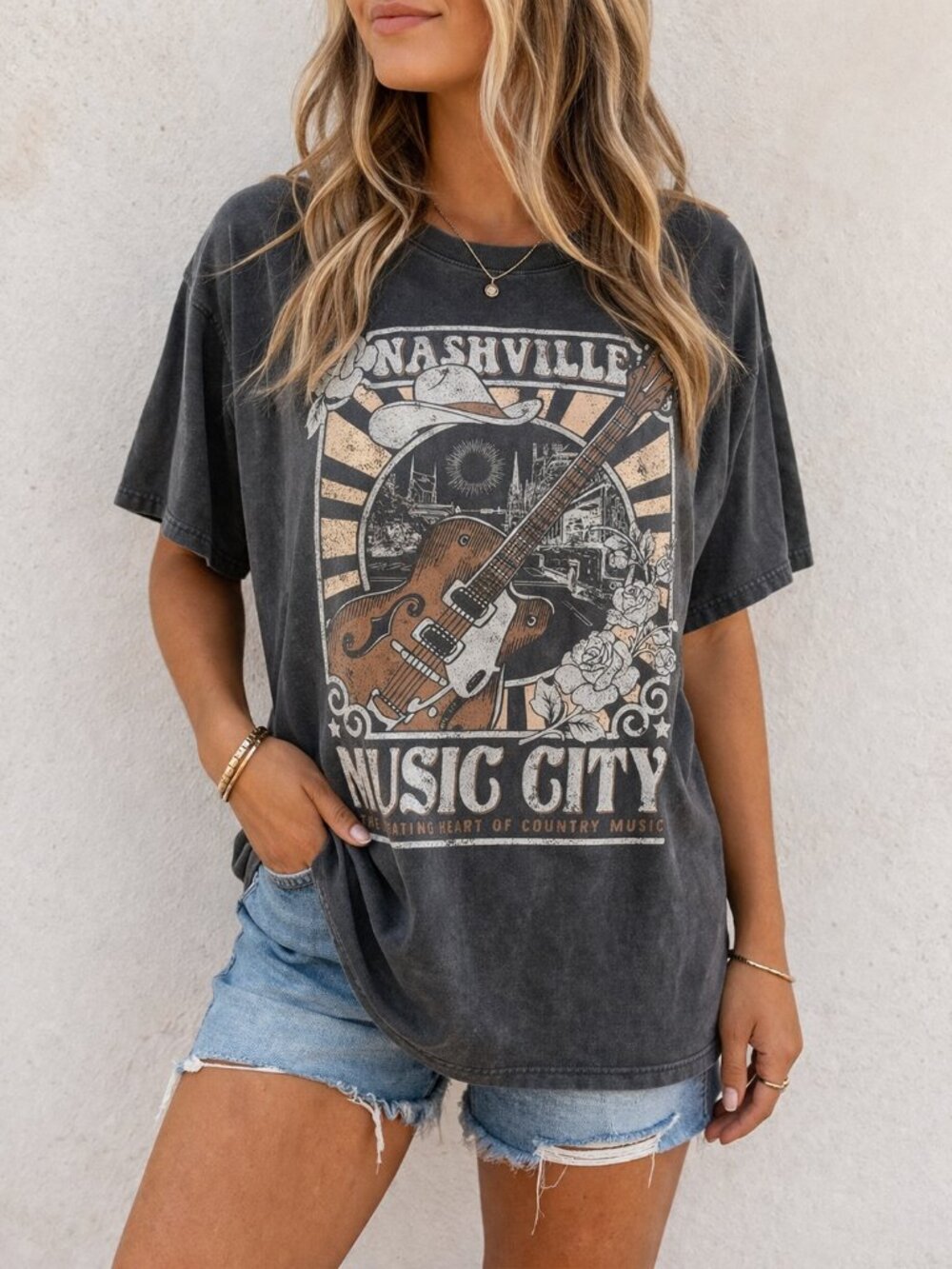Maurices Nashville Graphic Tee 1X Vintage Wash Western Country Oversized